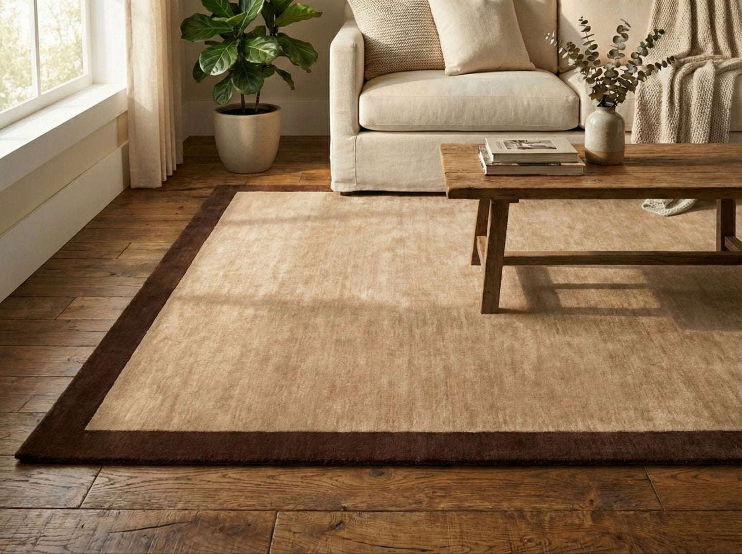 Quiet Luxury Oatmeal Framed Rug