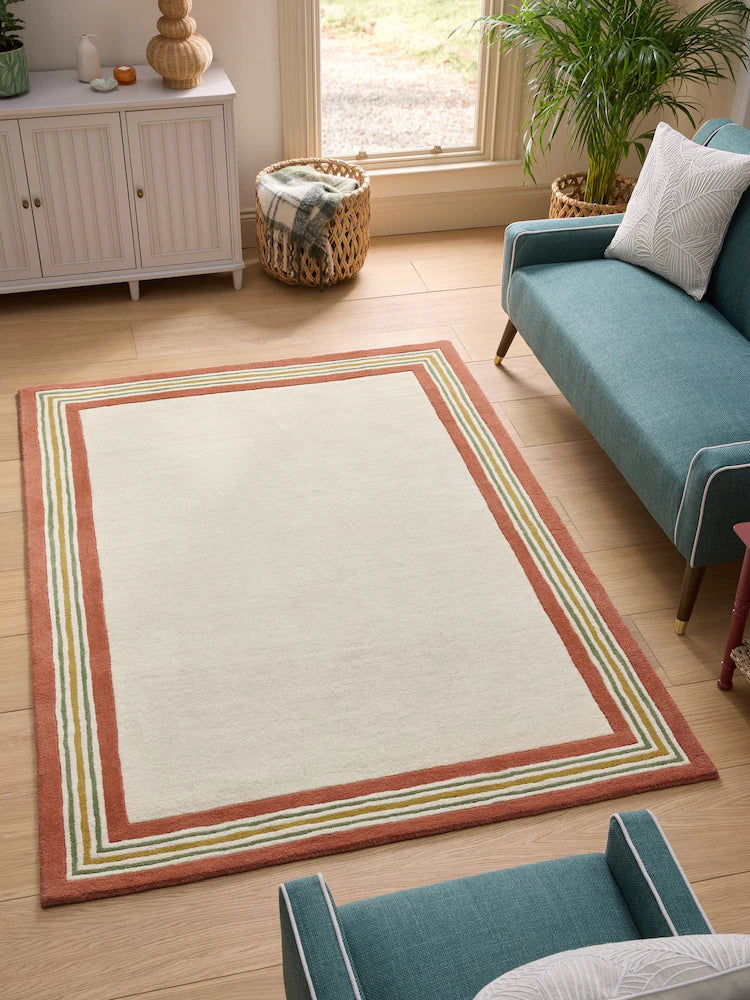Modern Mid-Century Multi-Border Rug