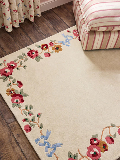 Vintage Cottage Floral & Ribbon Rug