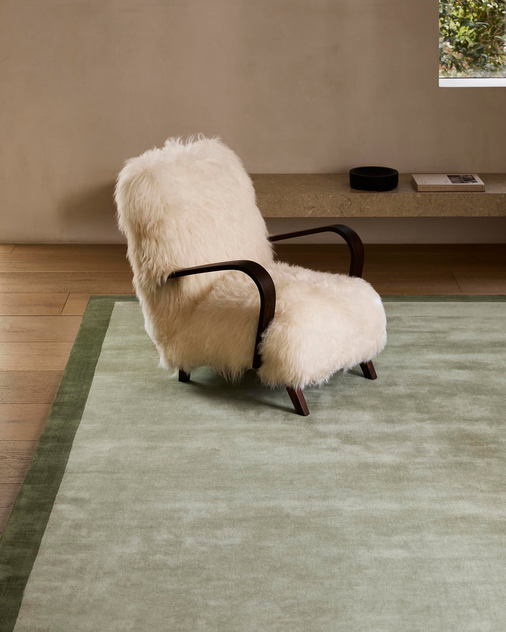 Sage Green Bordered Area Rug