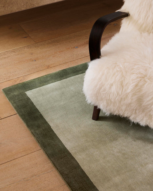 Sage Green Bordered Area Rug