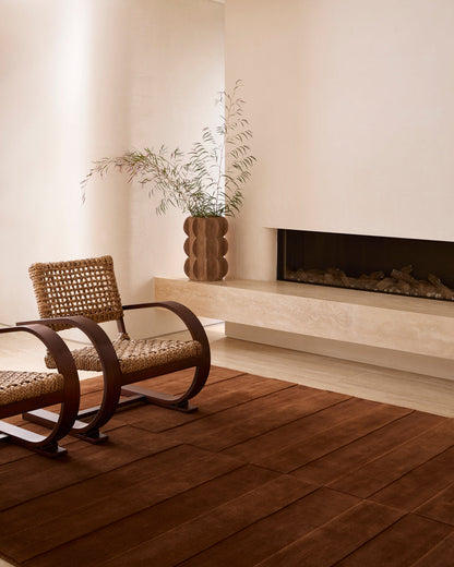 The Coffee Brown Linear Wool Rug