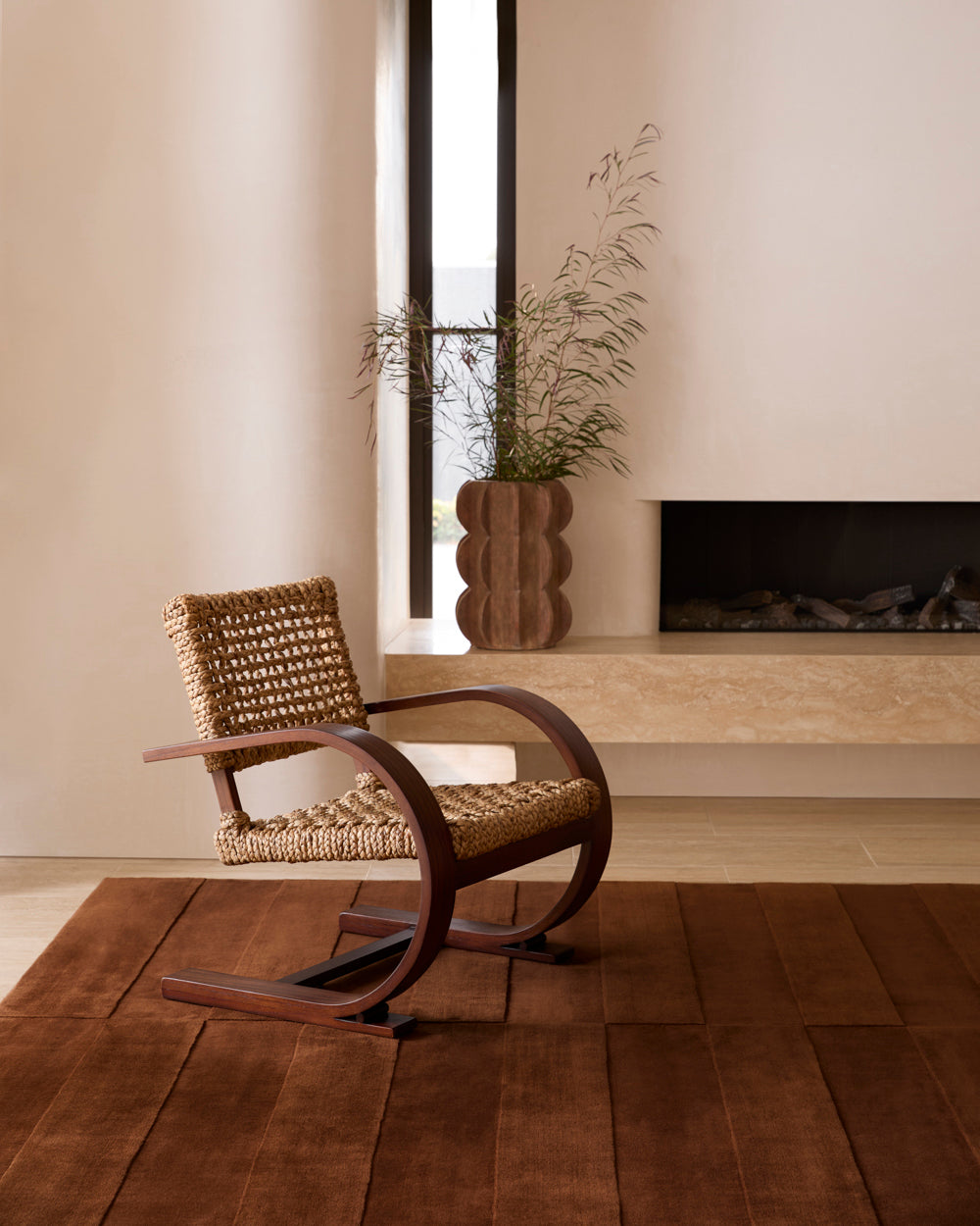 The Coffee Brown Linear Wool Rug