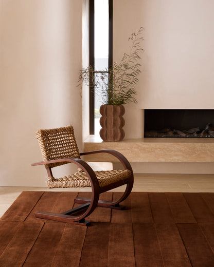 The Coffee Brown Linear Wool Rug