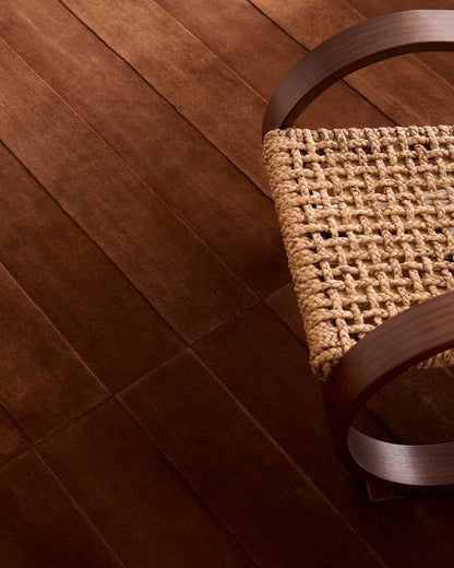 The Coffee Brown Linear Wool Rug
