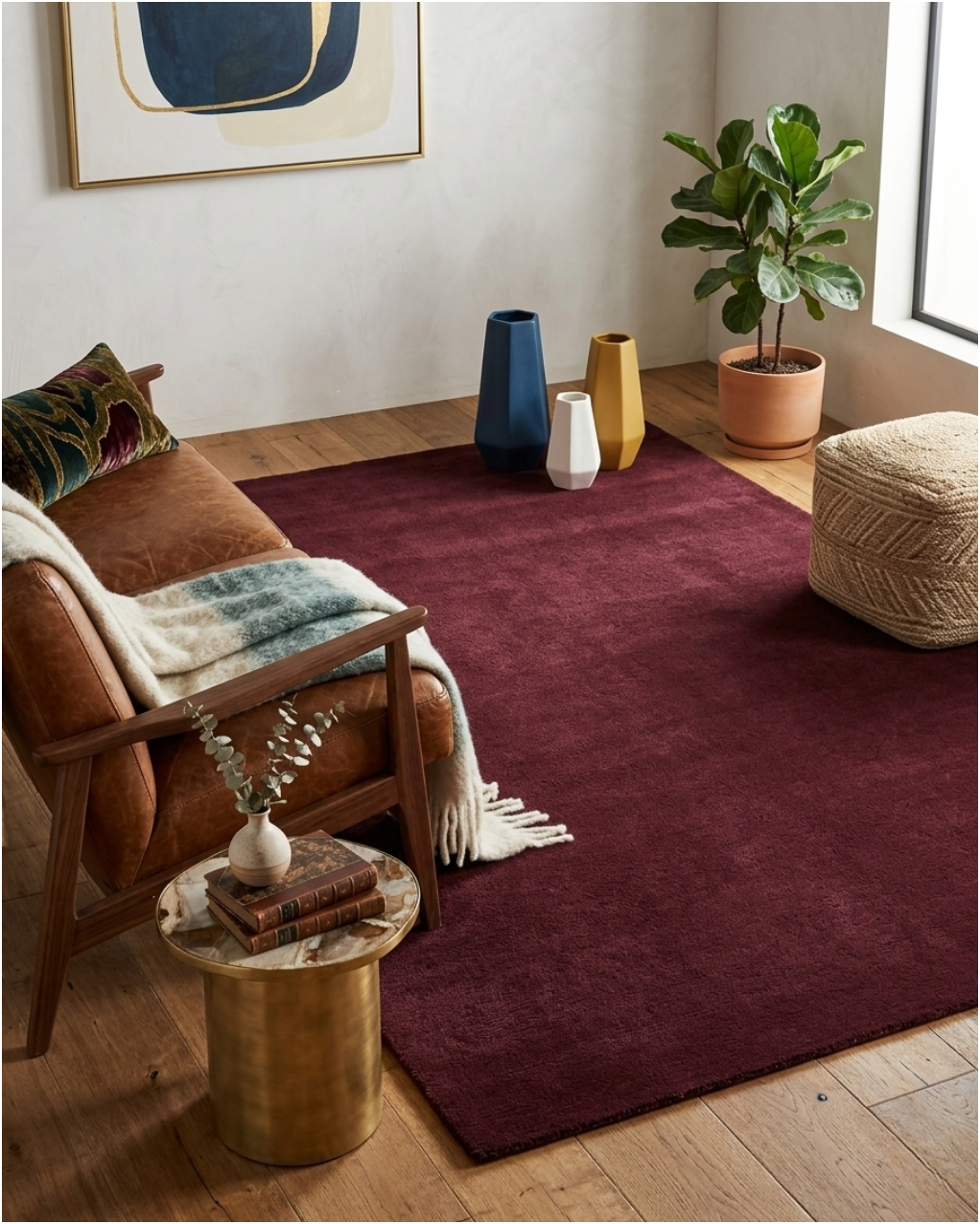 Hand Tufted Rug - Maroon