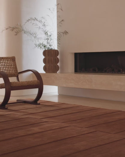 The Coffee Brown Linear Wool Rug