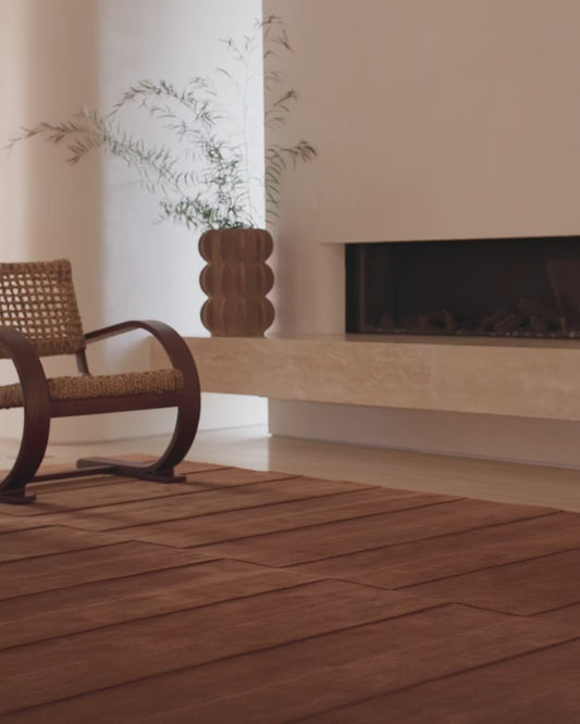 The Coffee Brown Linear Wool Rug
