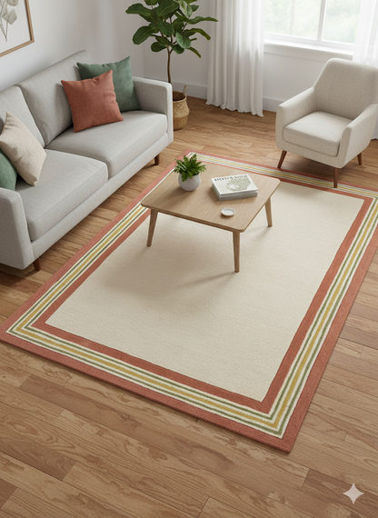 Modern Mid-Century Multi-Border Rug