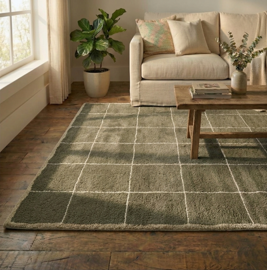 The Olive Green Checked Rug