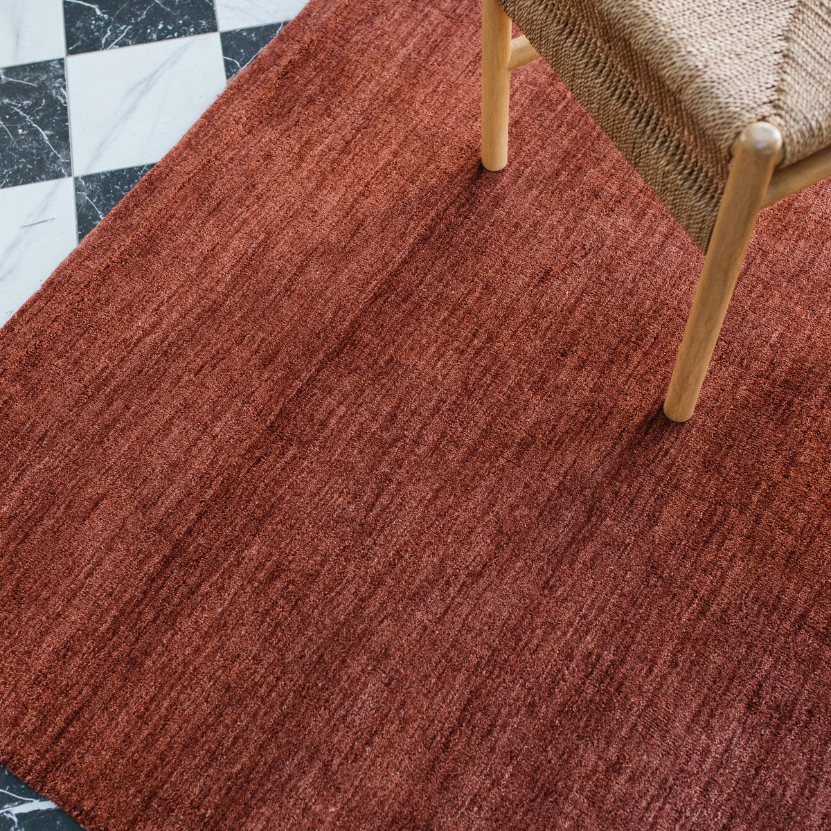 Hand Tufted Rug - Rust